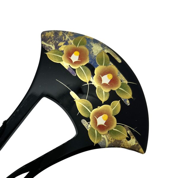 画像2: 蒔絵かんざし 露に椿 (2)